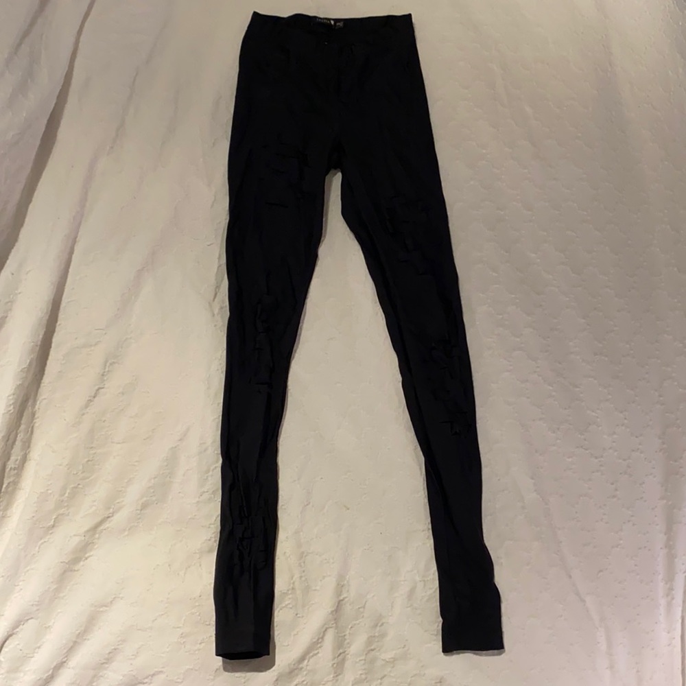 Talula black shiny tights with slits down the legs